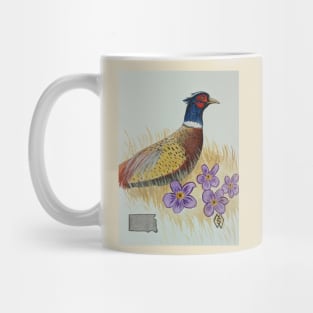 South Dakota state bird & flower, the pheasant and American pasque Mug